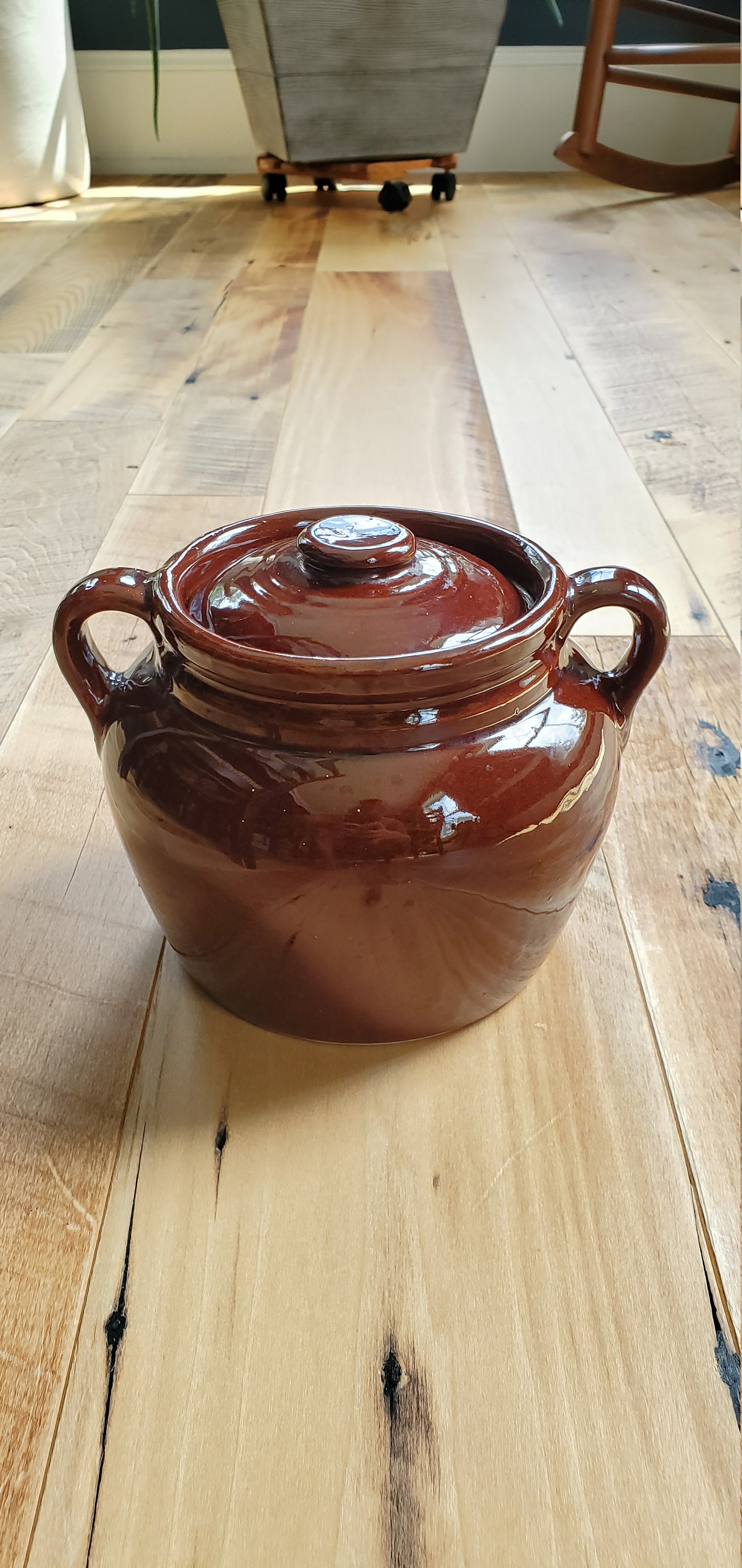 La Solana Ware 4 Brown Earthenware Clay Bean Pot Vintage California Pottery