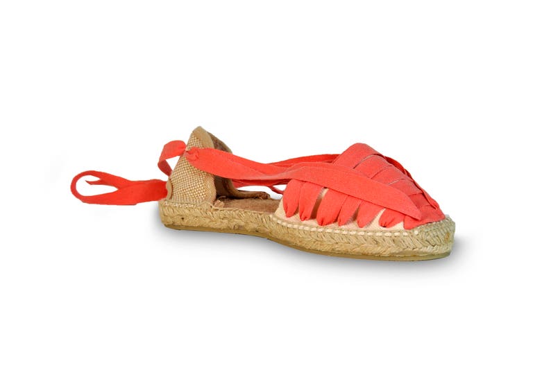 red lace up espadrilles