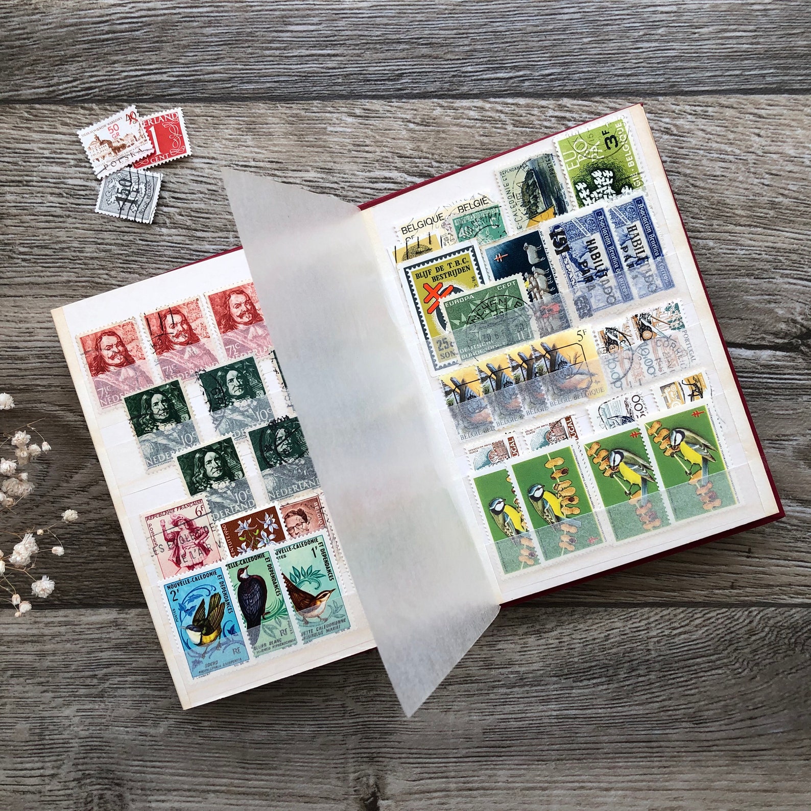 Vintage album with stamps/ post marks and vintage postcards. Etsy