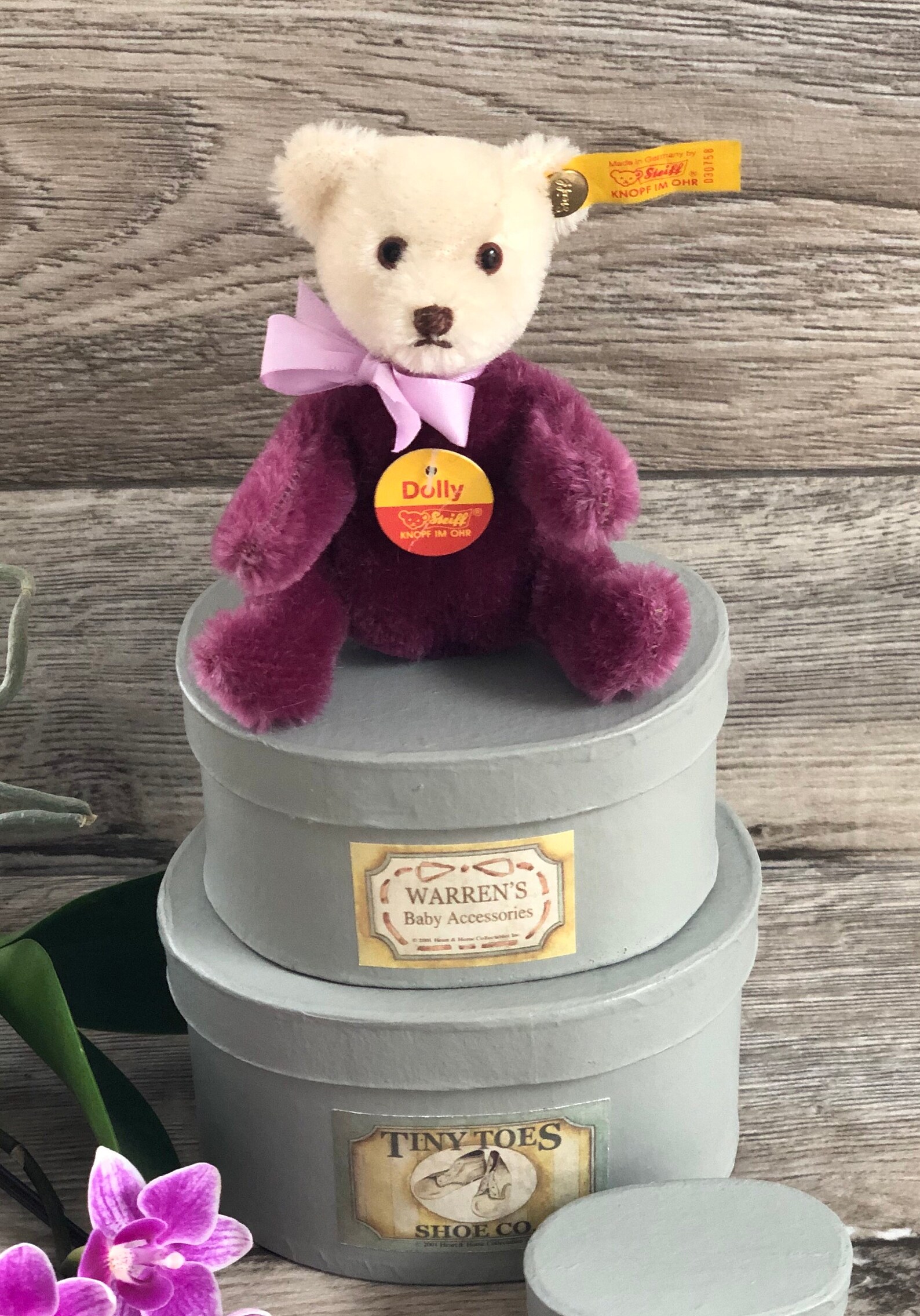 Steiff purple Dolly teddy bear EAN 030758. Collectors item. | Etsy