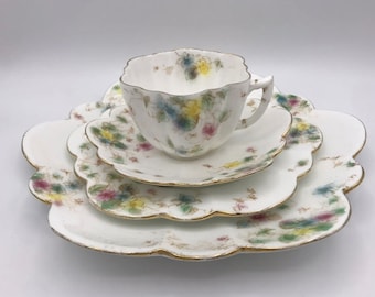Antique English C.19th Wileman (pre-Shelley) tea cup quad pattern 9744 c. 1880