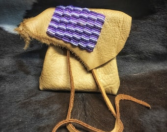 Beaded Leather Medicine Bag