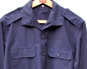 Medium blue french vintage workwear shirt