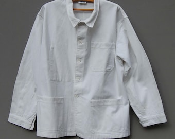 Cappotto da lavoro francese bianco usato, taglia L