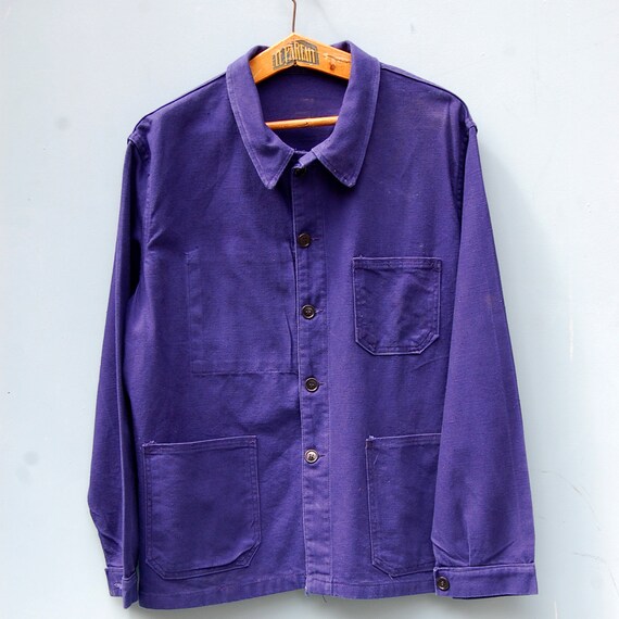 Blue chore jacket, French work jacket for men size