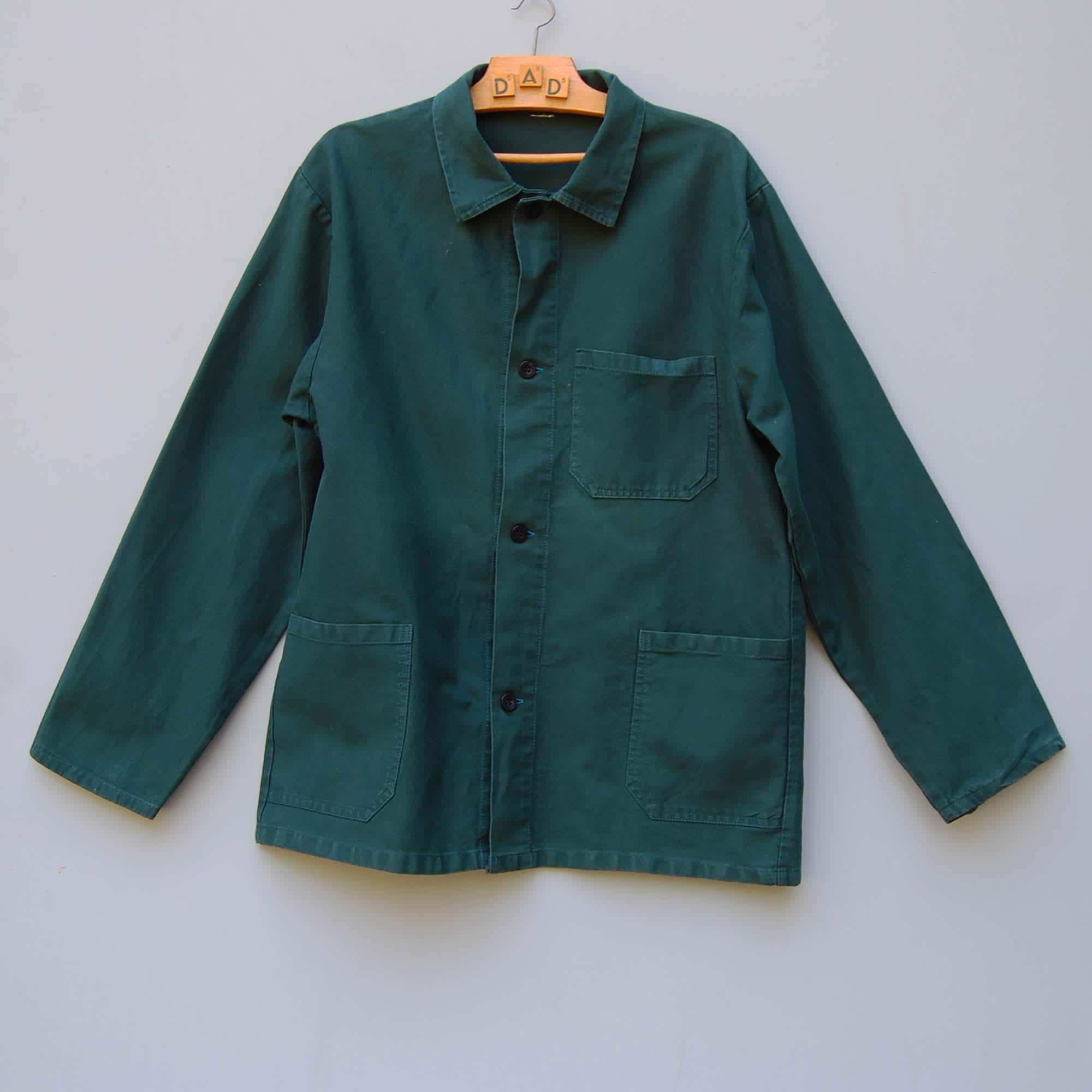 90s French ヴィンテージWork Atelier LOGO Coat Yellow Logo Atelier Coat - S/M | frenchworkwear