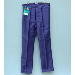 High Waist/Fishtail Blue French Moleskine Trousers, Deadstock