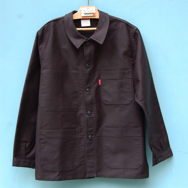 Black French Moleskine Work Jacket Size Medium