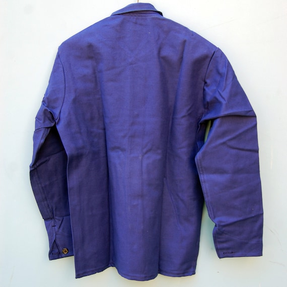 New blue french work jacket for men size small - image 6