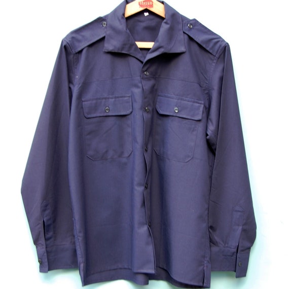 Medium blue french vintage workwear shirt