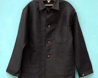 Black Belgian Moleskine Work Jacket Size Large