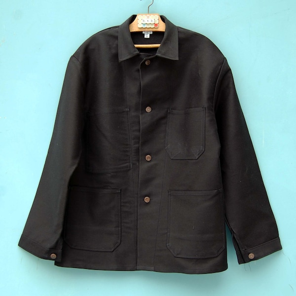 Black Belgian Moleskine Work Jacket Size Large