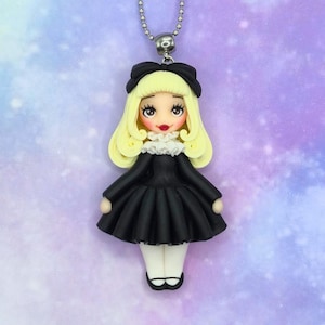 GOTHIC LOLY polymer clay DOLL, handmade necklace