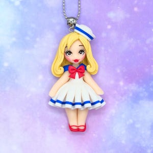 SAILOR DOLL in polyemr clay, handmade necklace