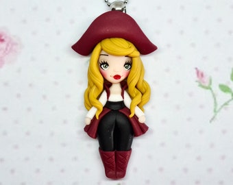 PRE ORDER PIRATE polymer clay doll, handcraft necklace fimo