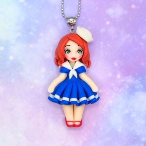 SAILOR DOLL in polyemr clay, handmade necklace