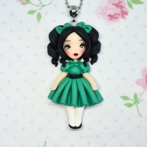 PRE ORDER Gothic polymer clay doll, handmade necklace fimo