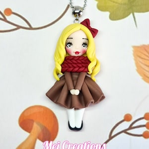 PRE ORDER polymer clay doll, handcraft necklace fimo