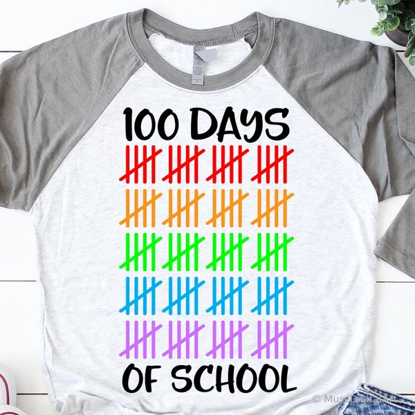 100 Days of School Svg, Tally Mark Svg, 100 Days Smarter, 100th Day Shirt Svg, Boy 100 Days Svg, Kids Girl 100 Days Svg File for , Png