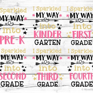 Back to School Svg Bundle, Girl First Day of School Shirt, Pre-K Svg, Kindergarten, 1st, 2 Grade Shirt Svg File for  & , Png