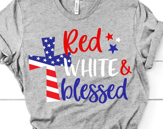 Download 4th of July Svg Red White and Blessed Svg American Cross ...