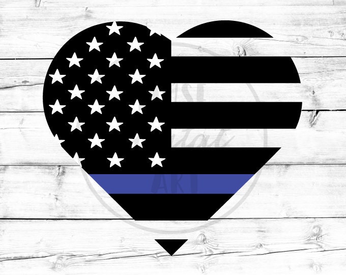 Download Thin Blue Line American Flag Svg Heart Svg Blue Lives ...