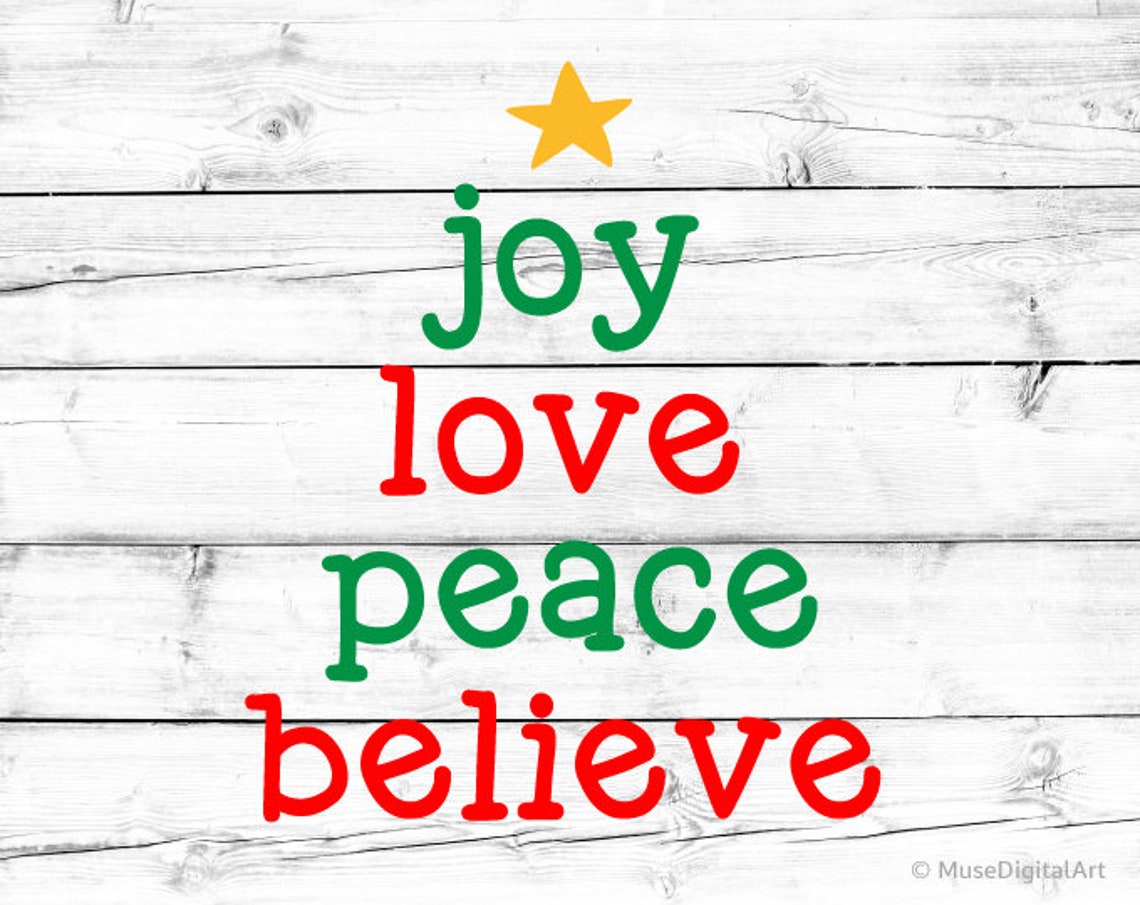 Joy Love Peace Believe Svg Christmas Svg Christmas Tree Sign | Etsy