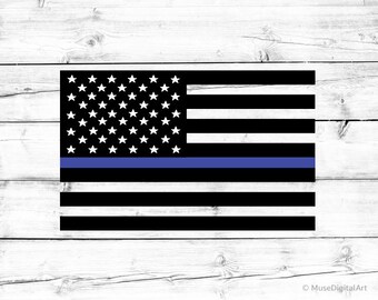 Thin Blue Line American Flag Svg Blue Lives Matter Svg Police Officer Svg Police Svg USA Flag Png US Flag Svg File for Cricut and Silhouette