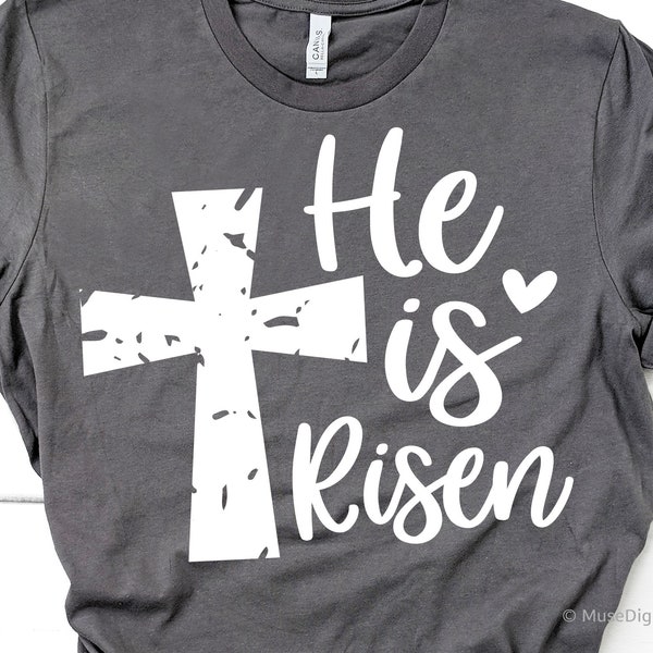 Easter Svg, He is Risen Svg, Christian Svg, Grunge Cross Svg, Easter Shirt Svg, Jesus Easter Sign Svg File for  & , Png