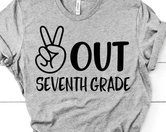 Peace Out Seventh Grade Svg, Last Day of School Svg, 7th Grade, End of School, Graduation Shirt Svg Cut Files for Cutting Machines,  Png