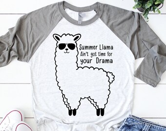 Summer Llama Svg, Funny Summer Svg, Summer Break Svg, Beach Svg, Vacay Mode Svg, Kids Shirt Svg Cut File for  & , Png