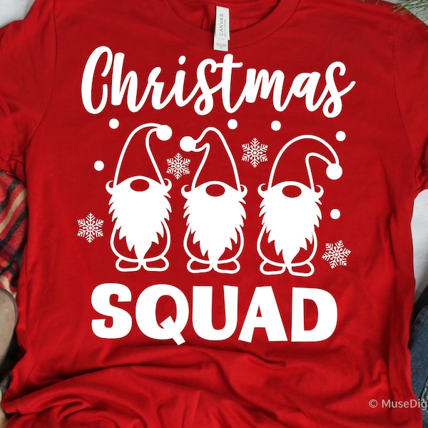 Christmas Gnomes Svg, Christmas Squad Svg, Kids Santa Gnomes Svg, Buffalo Plaid, Funny Boy Girl Shirt Svg Files for Cutting Machines,  Png