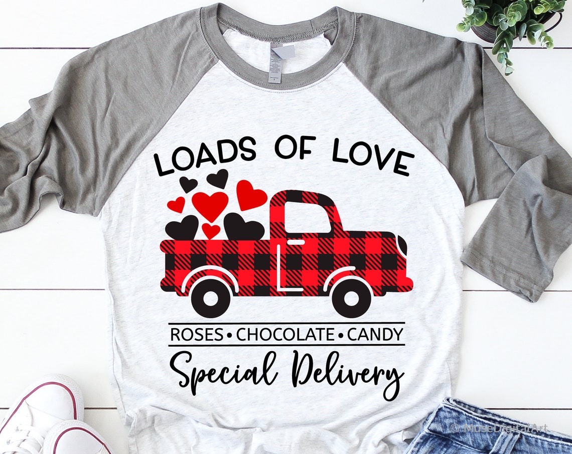 Download Loads of Love Svg Valentines Red Truck Svg Kids Valentines ...