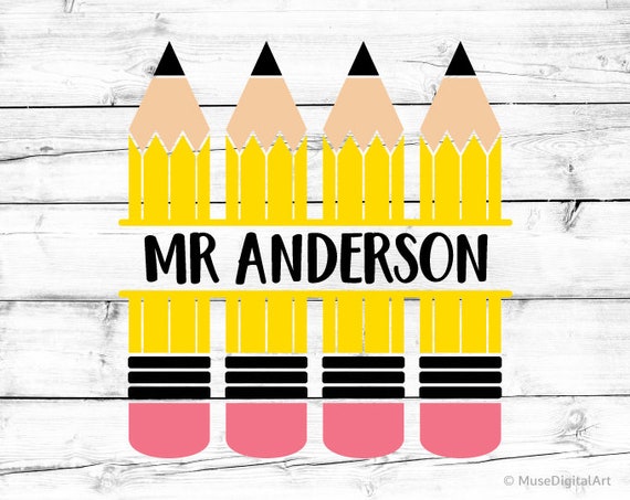 Pencil Monogram Svg Pencil Svg Teacher Svg School Svg Etsy