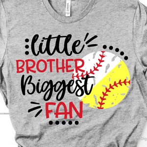 Baseball Brother Svg, Little Brother Biggest Fan Svg, Softball, Boy Baseball Shirt, Half Baseball Softball Svg for  & , Png