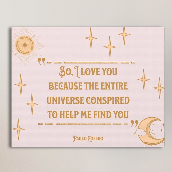 The Alchemist Wall Art Paulo Coelho Quote from The Alchemist Literary Quote Valentines Gift for Book Lover