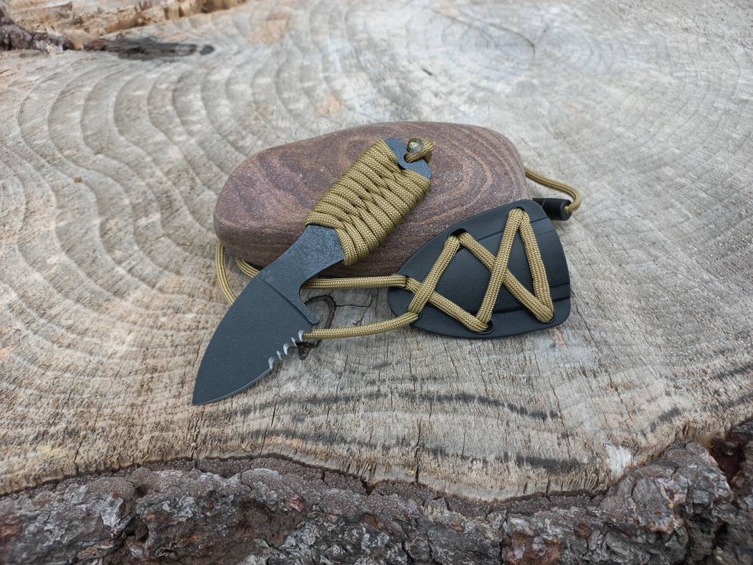 Paracord Neck Knife With Lanyard Fixed Blade Knife EDC Survival Knife