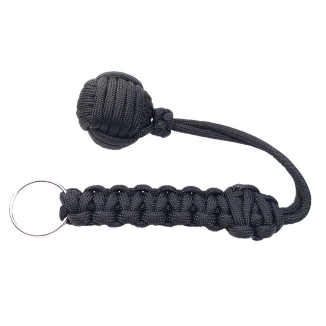 1 Paracord Monkey Fist Keychain 1 Inch Steel Ball Monkey Fist Black