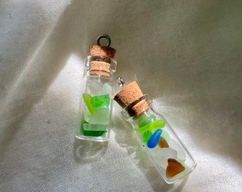 Sea Glass Charm, Sea Glass Bottle