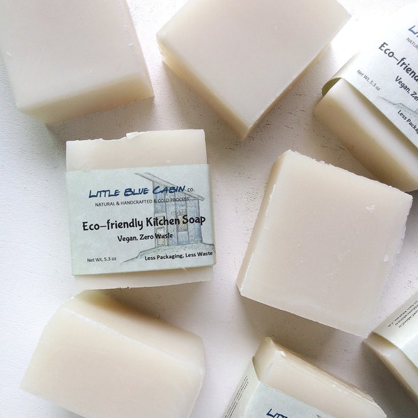 Handmade Eco-Friendly Kitchen Soap ( Organic Oils and Butters, Essential Oils, Zero Waste Dish Soap, No Plastic Packaging )