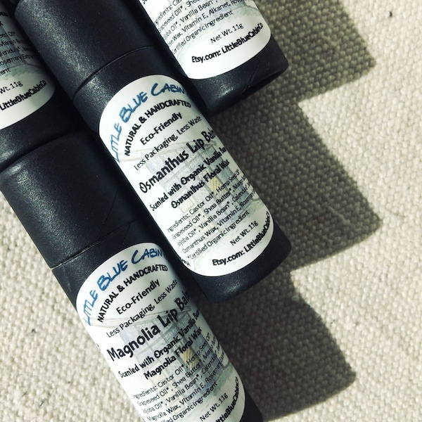 TO BE DISCONTINUED, Eco-friendly Organic Floral Lip Balms ( Zero-waste, Paper Tubes, Compostable, Scented with Floral Waxes, Perfumed)