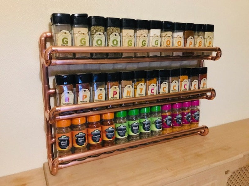3 Tier/36 Jar Copper Pipe Spice Rack Kitchen Storage Etsy