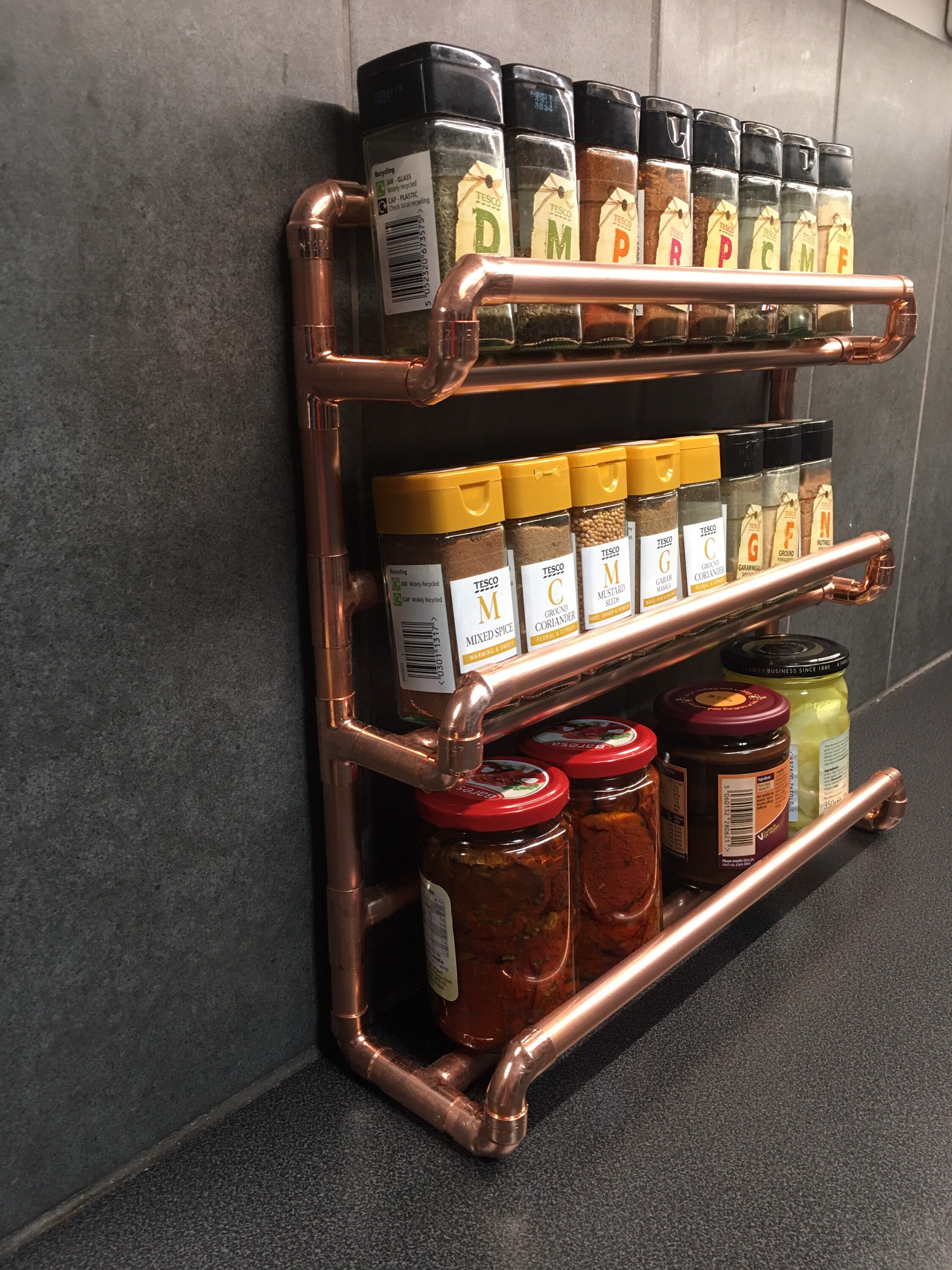 24 Jar3 Tier Copper Pipe Spice Rack con estante base más Etsy