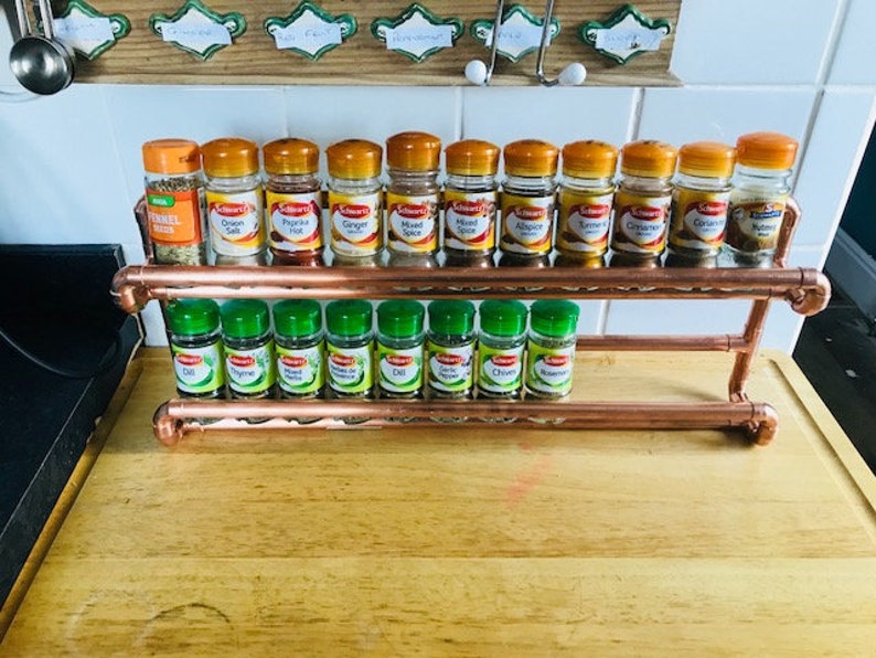 Copper Spice Rack Holder Holds 2224 Jars Kitchen Etsy