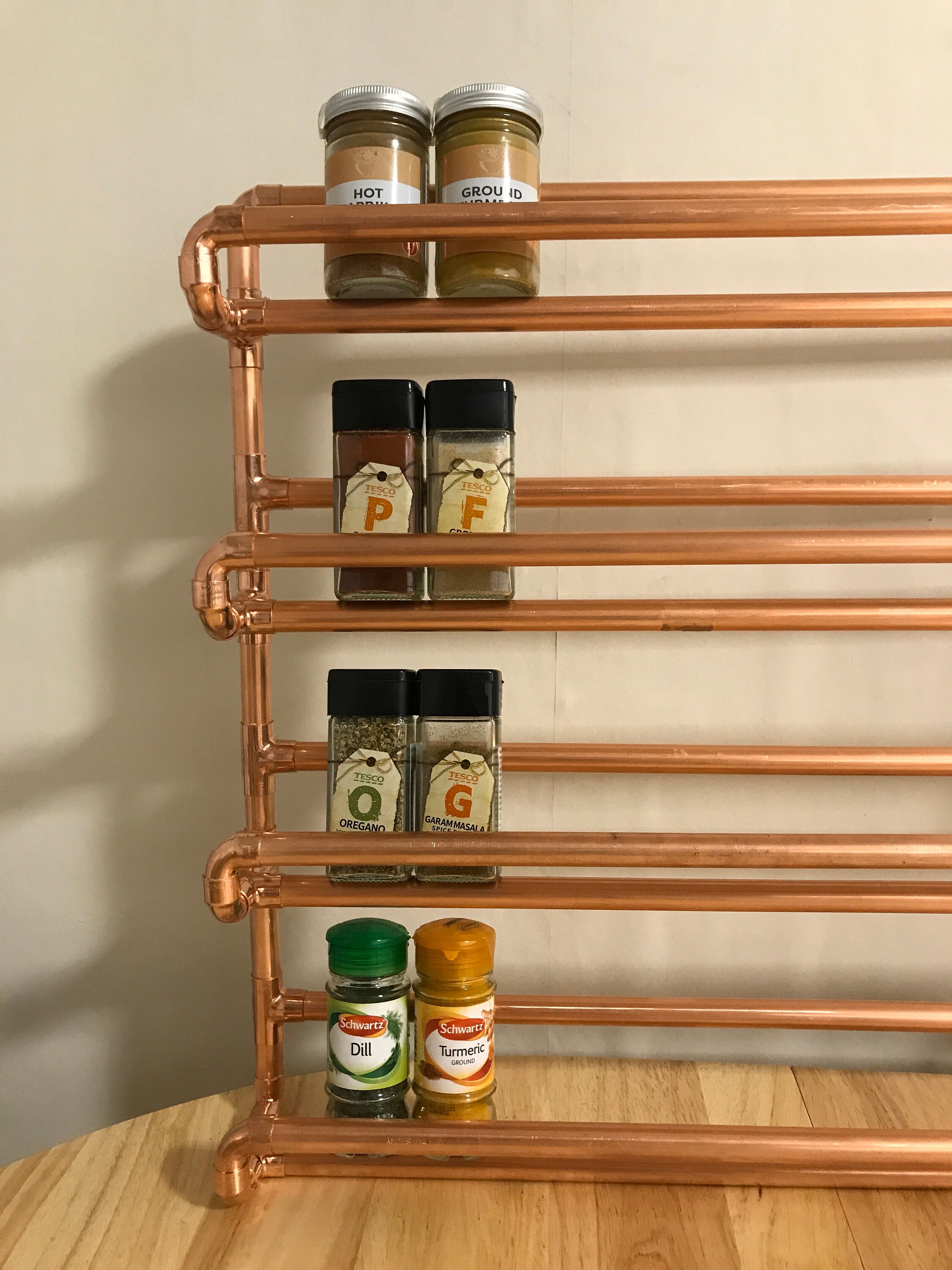 48 Jar4 Tier Copper Pipe Spice Rackhandmade Etsy UK
