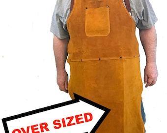 An Oversized Leather Shop Apron / Safety Apparel For Welding, Woodworking, Smithing
