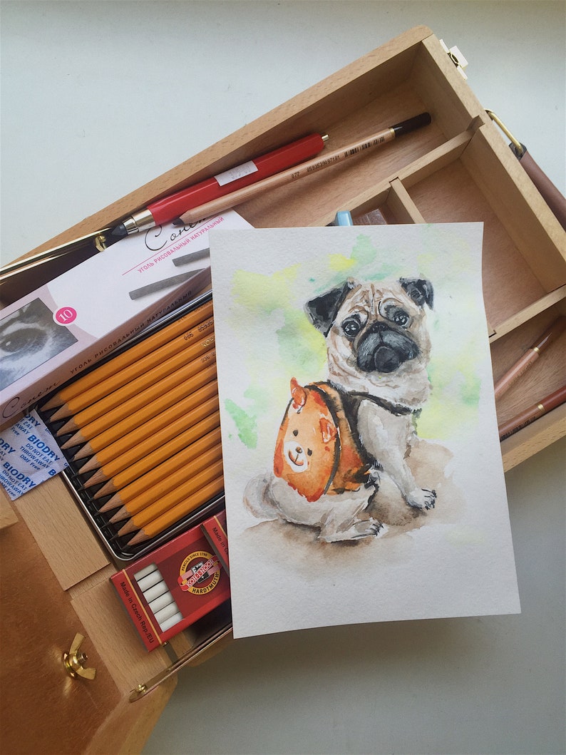 Custom Watercolor Postcard Your Pet on a Postcard 57 Unique Wonderful Gift Just send my your photo! Greeting card Made to Order