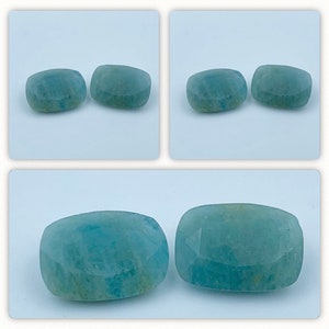 2 Stück Set, AAA +++ Qualität Natürlicher Aquamarin Edelstein Achteck Form Blau Aquamarin facettierten geschliffenen Stein lose Edelstein