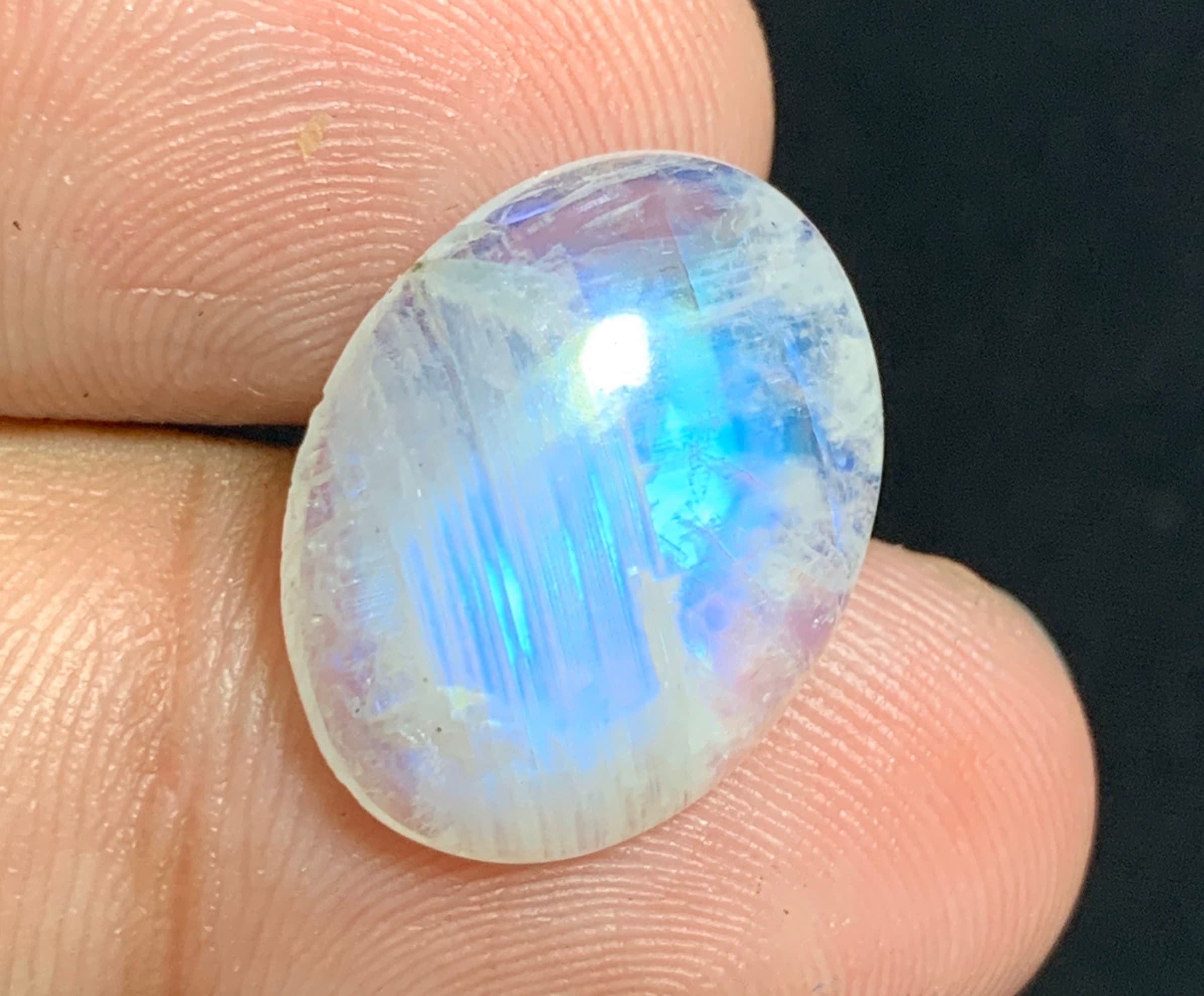 RARE Natural Blue Moonstone Teardrop Cabochon Rainbow Etsy