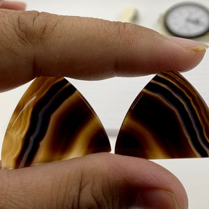 Natürlicher schwarzer gebänderter Achat Paar Edelstein, lose Designer schwarze gebänderte Achat Paar Cabochon, abgestimmtes Ohrring Paar für Schmuck, 24×16 mm,21 ct